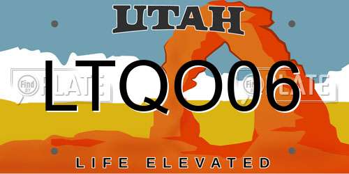 LTQO06 Utah License Plate