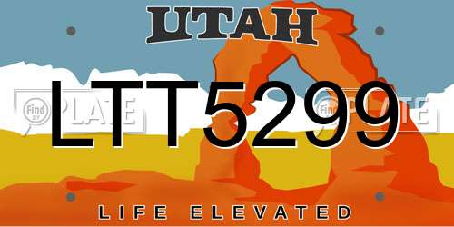 LTT5299 Utah License Plate