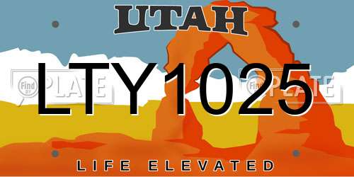 LTY1025 Utah License Plate