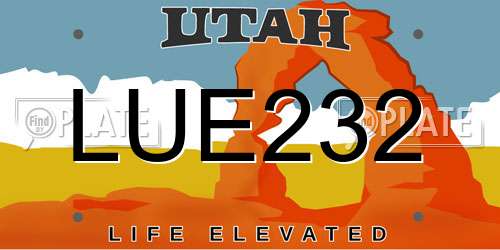 LUE232 Utah License Plate