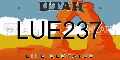 LUE237 Utah License Plate