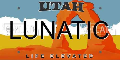 LUNATIC Utah License Plate