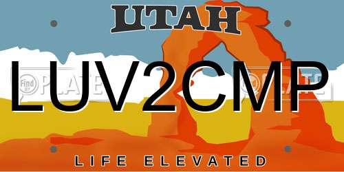 LUV2CMP Utah License Plate