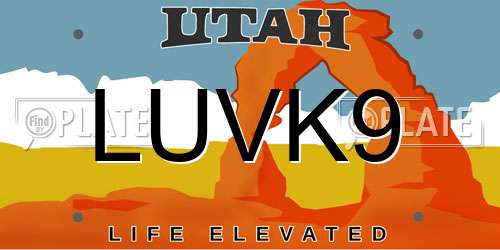 LUVK9 Utah License Plate