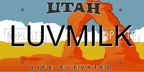 LUVMILK Utah License Plate