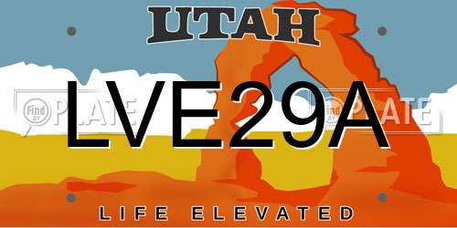 LVE29A Utah License Plate