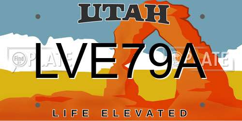 LVE79A Utah License Plate
