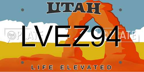 LVEZ94 Utah License Plate