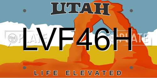 LVF46H Utah License Plate
