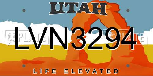 LVN3294 Utah License Plate