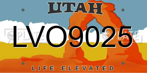LVO9025 Utah License Plate