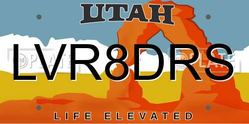 LVR8DRS Utah License Plate