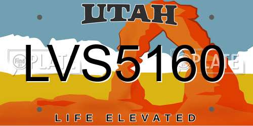 LVS5160 Utah License Plate