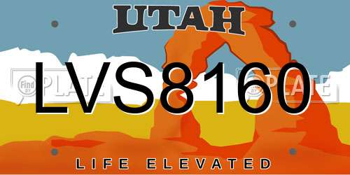 LVS8160 Utah License Plate