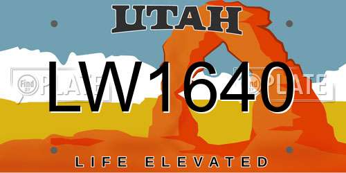 LW1640 Utah License Plate