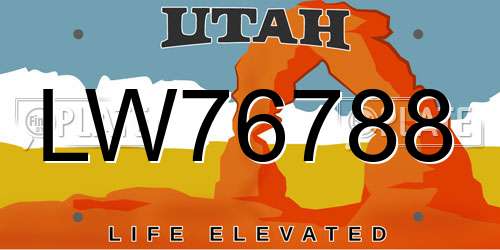 LW76788 Utah License Plate