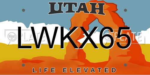 LWKX65 Utah License Plate