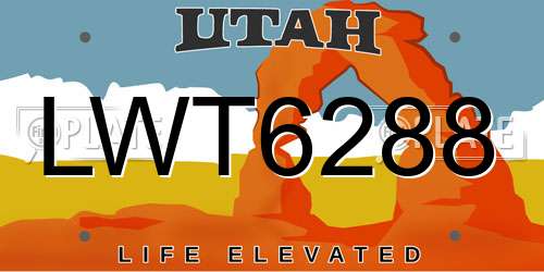 LWT6288 Utah License Plate