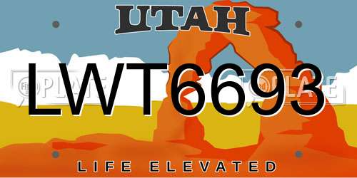 LWT6693 Utah License Plate