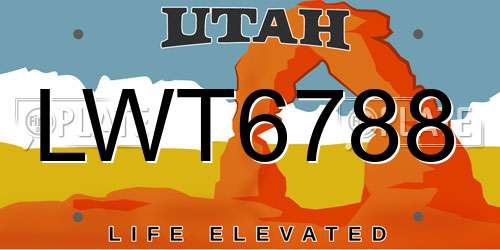 LWT6788 Utah License Plate