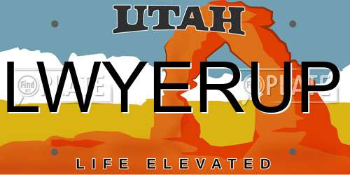 LWYERUP Utah License Plate