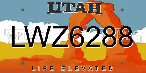 LWZ6288 Utah License Plate