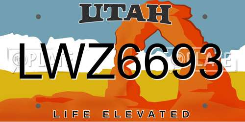 LWZ6693 Utah License Plate