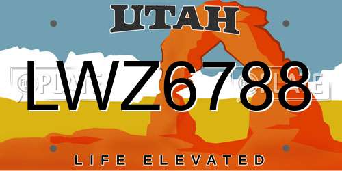 LWZ6788 Utah License Plate