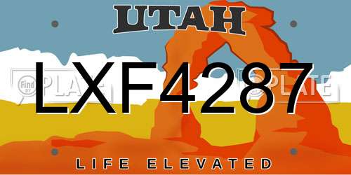 LXF4287 Utah License Plate