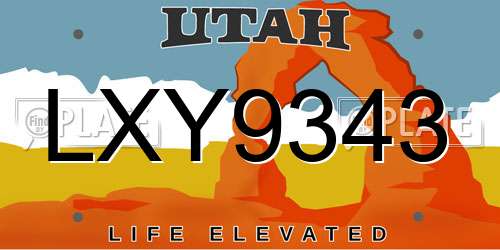 LXY9343 Utah License Plate