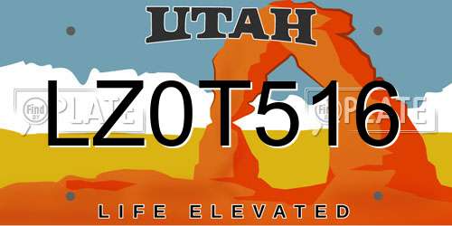 LZ0T516 Utah License Plate