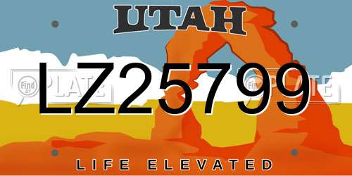 LZ25799 Utah License Plate