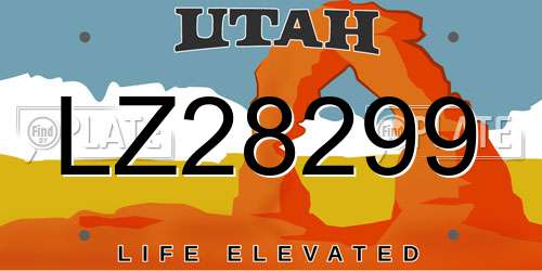 LZ28299 Utah License Plate