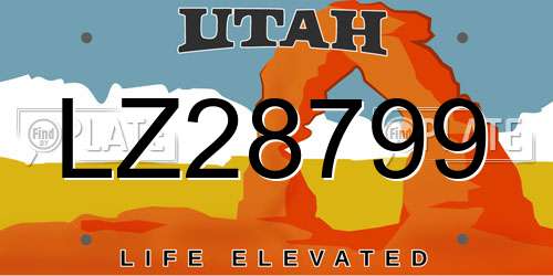LZ28799 Utah License Plate