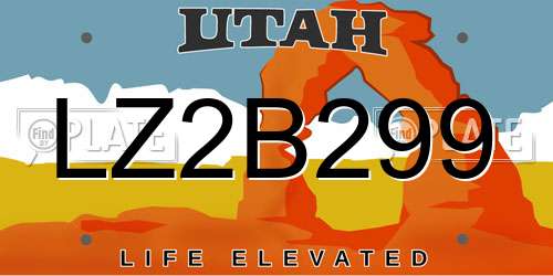 LZ2B299 Utah License Plate