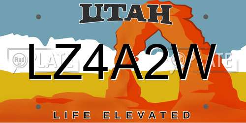 LZ4A2W Utah License Plate
