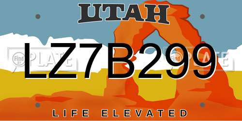 LZ7B299 Utah License Plate