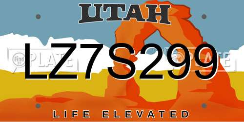 LZ7S299 Utah License Plate