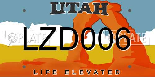 LZD006 Utah License Plate
