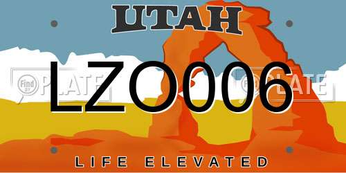 LZO006 Utah License Plate