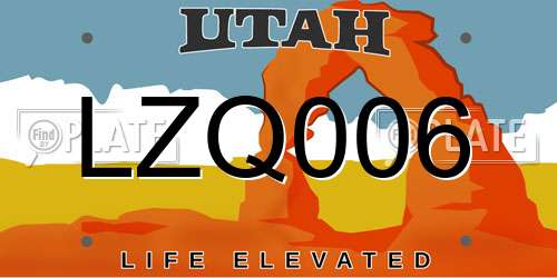 LZQ006 Utah License Plate