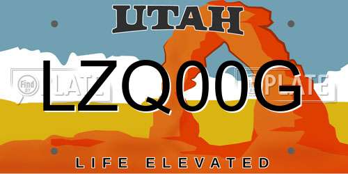 LZQ00G Utah License Plate