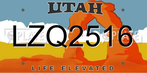 LZQ2516 Utah License Plate