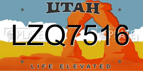 LZQ7516 Utah License Plate