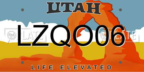 LZQO06 Utah License Plate