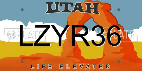 LZYR36 Utah License Plate
