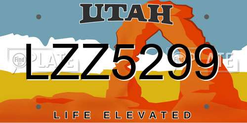 LZZ5299 Utah License Plate