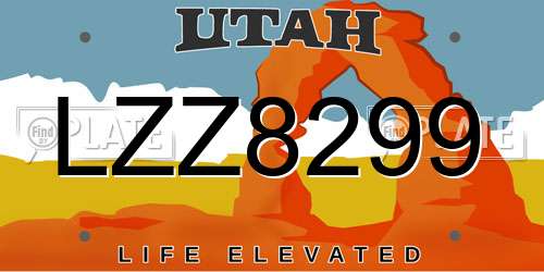 LZZ8299 Utah License Plate