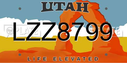 LZZ8799 Utah License Plate