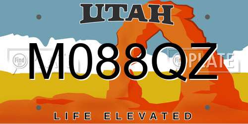 M088QZ Utah License Plate